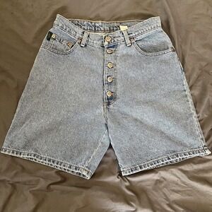 Vintage Paris Sport Club Shorts Juniors 11 Blue Denim Bermuda Relaxed Button Fly
